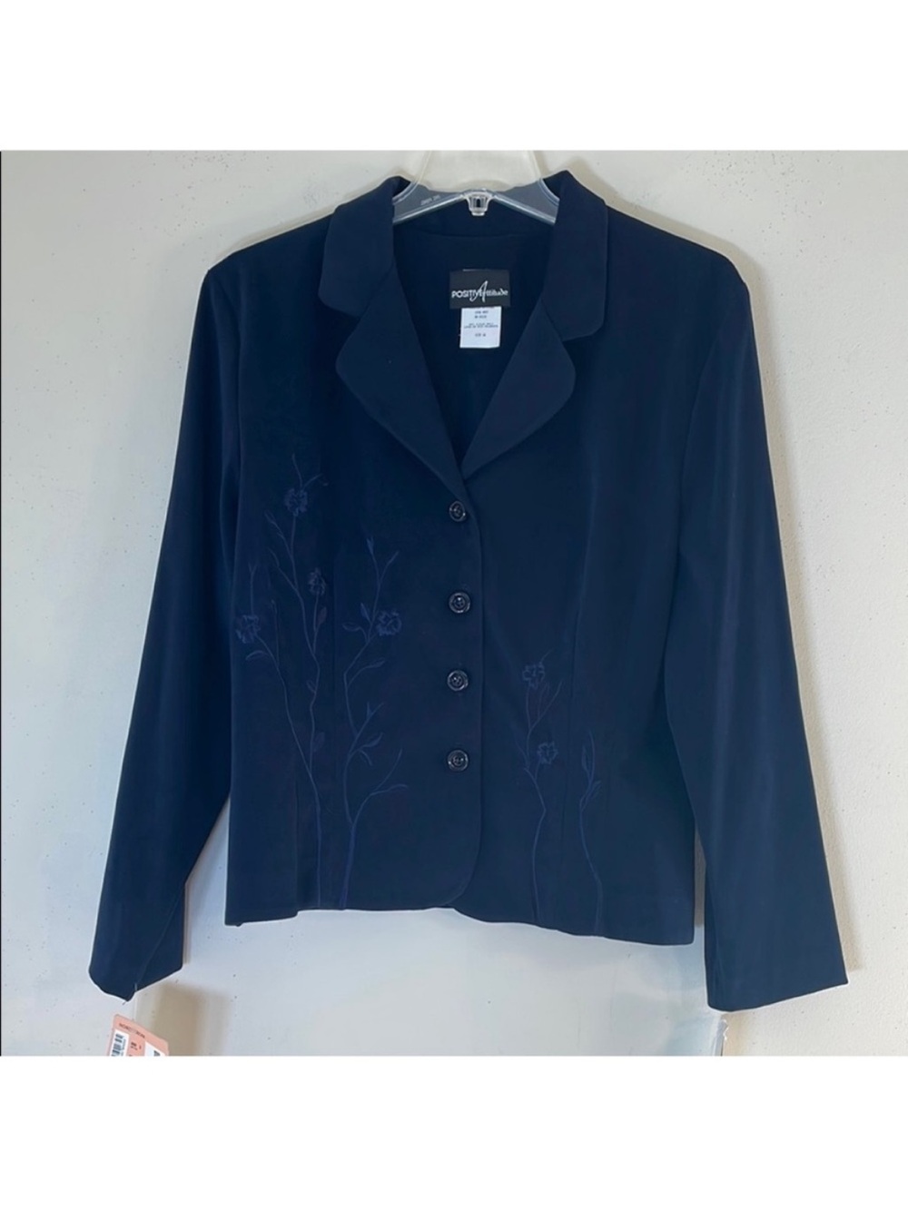 Positive Attitude Navy Embroidered Blazer Jacket